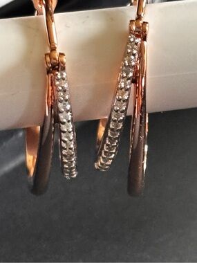 Rose Gold Hoop Earrings with Natural Diamonds